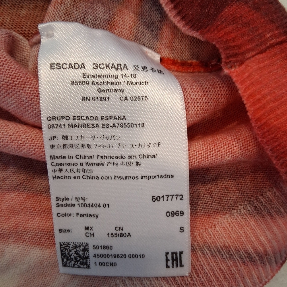 Escada Sport/ Colour: Fantasy (Red, Pink, White)/ Sleeveless Top/ Size US S - Picture 7 of 10